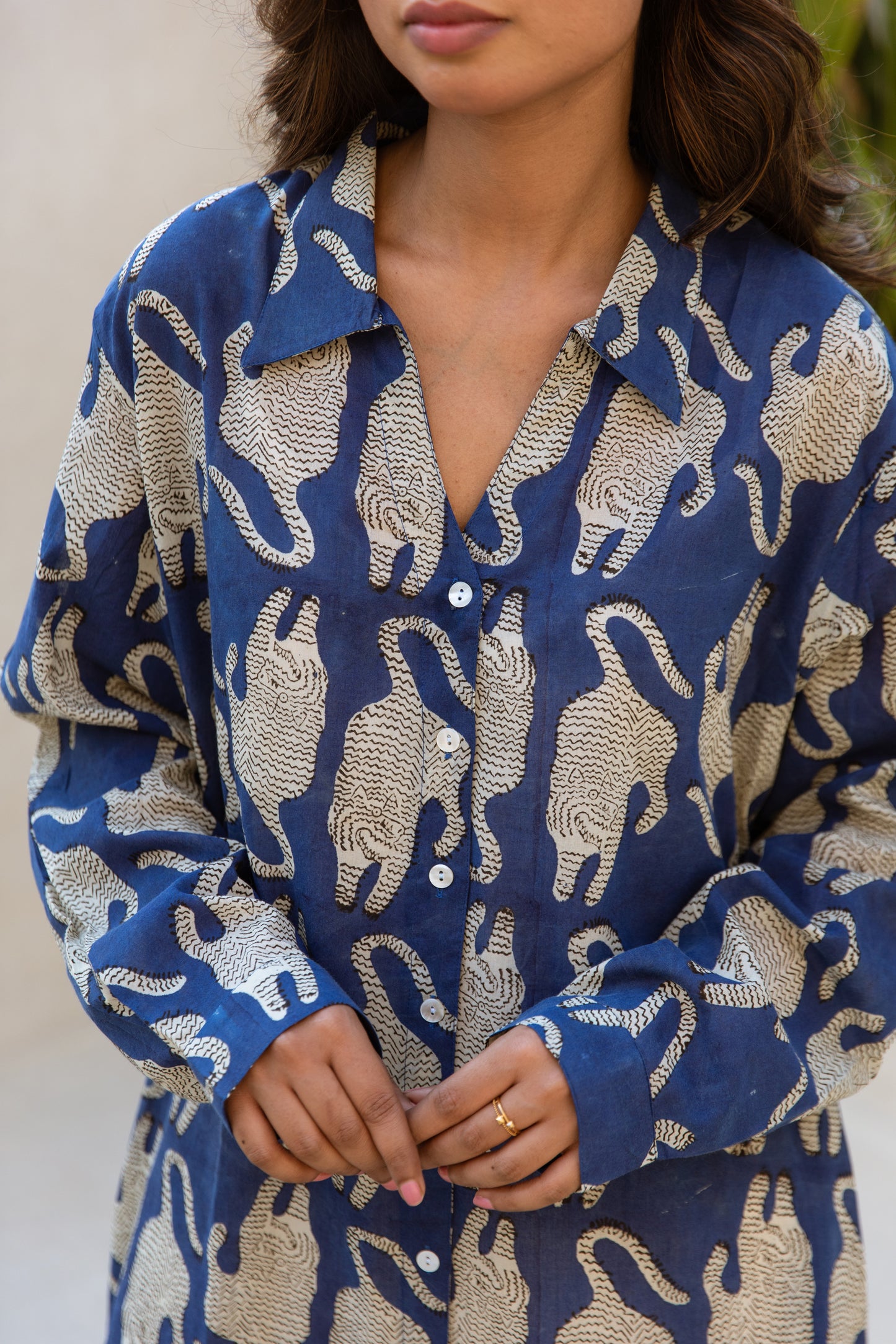 Blue Tiger Shirt Dress